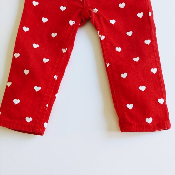 Baby Gap 1969 Red Mini Skinny Heart Print Denim Pants 12-18 Months - Picture 3 of 9